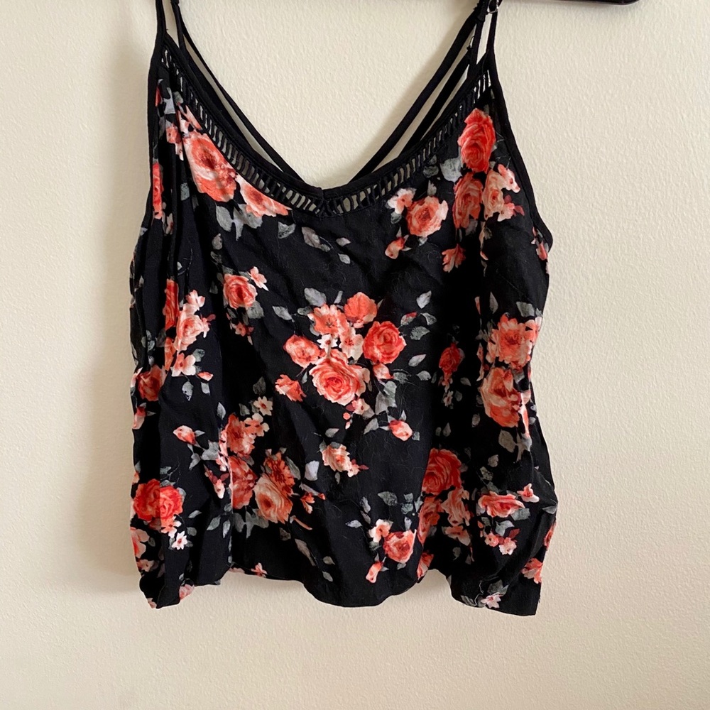 Flowered spaghetti strapped crop top